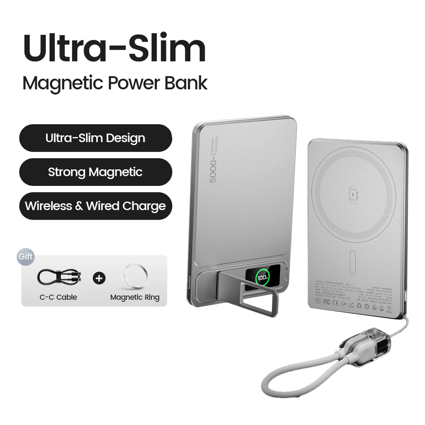 Magnetic Power Bank with Watch Charging