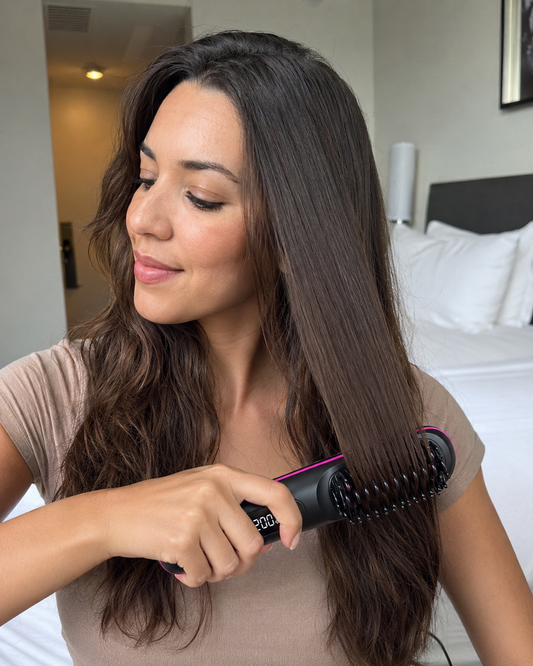 Travel Portable Hair Straightener Brush - Cordless USB Charging - Ceramic Coated