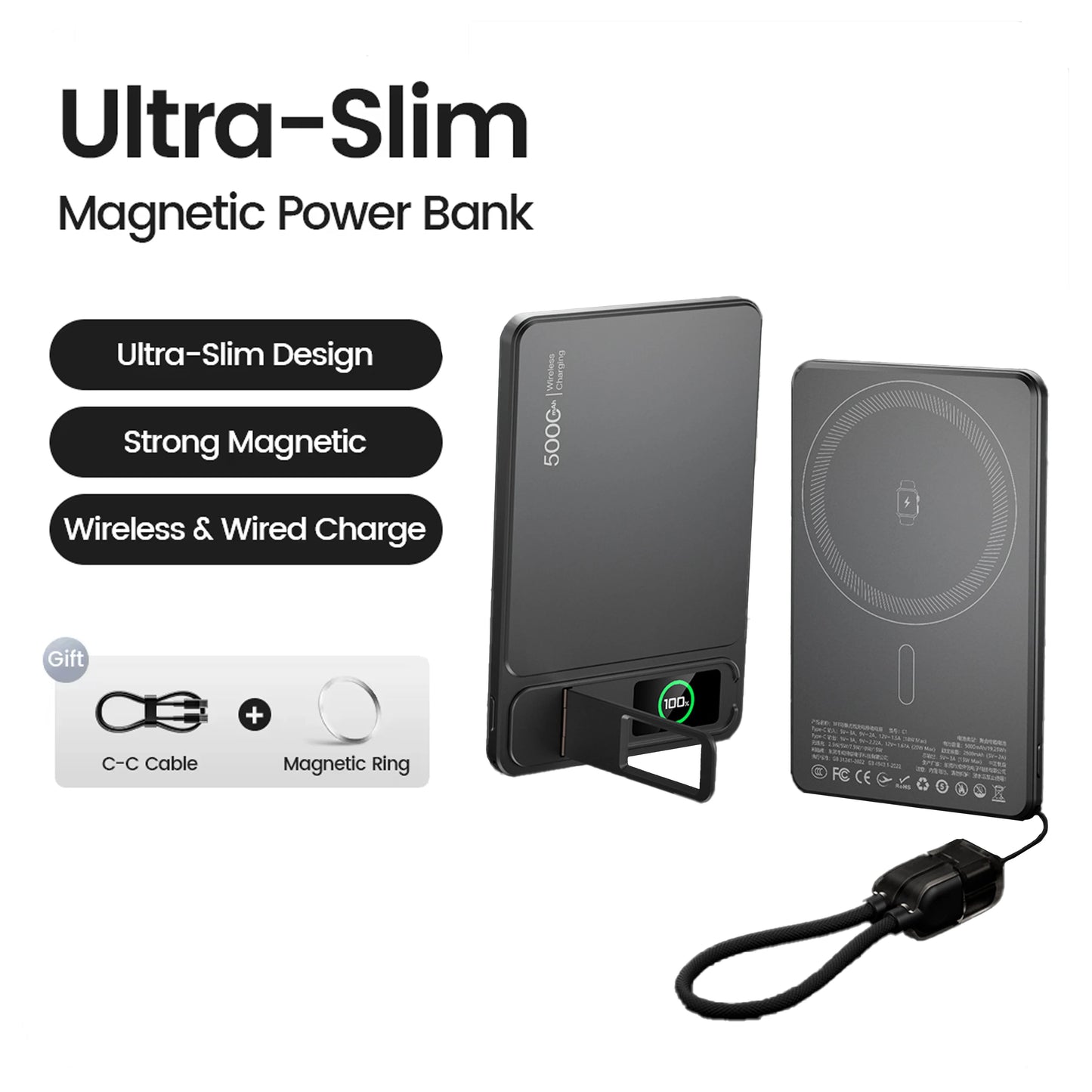 Magnetic Power Bank with Watch Charging