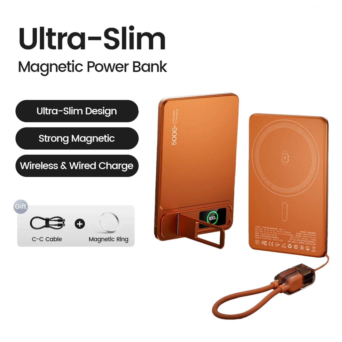 Magnetic Power Bank with Watch Charging