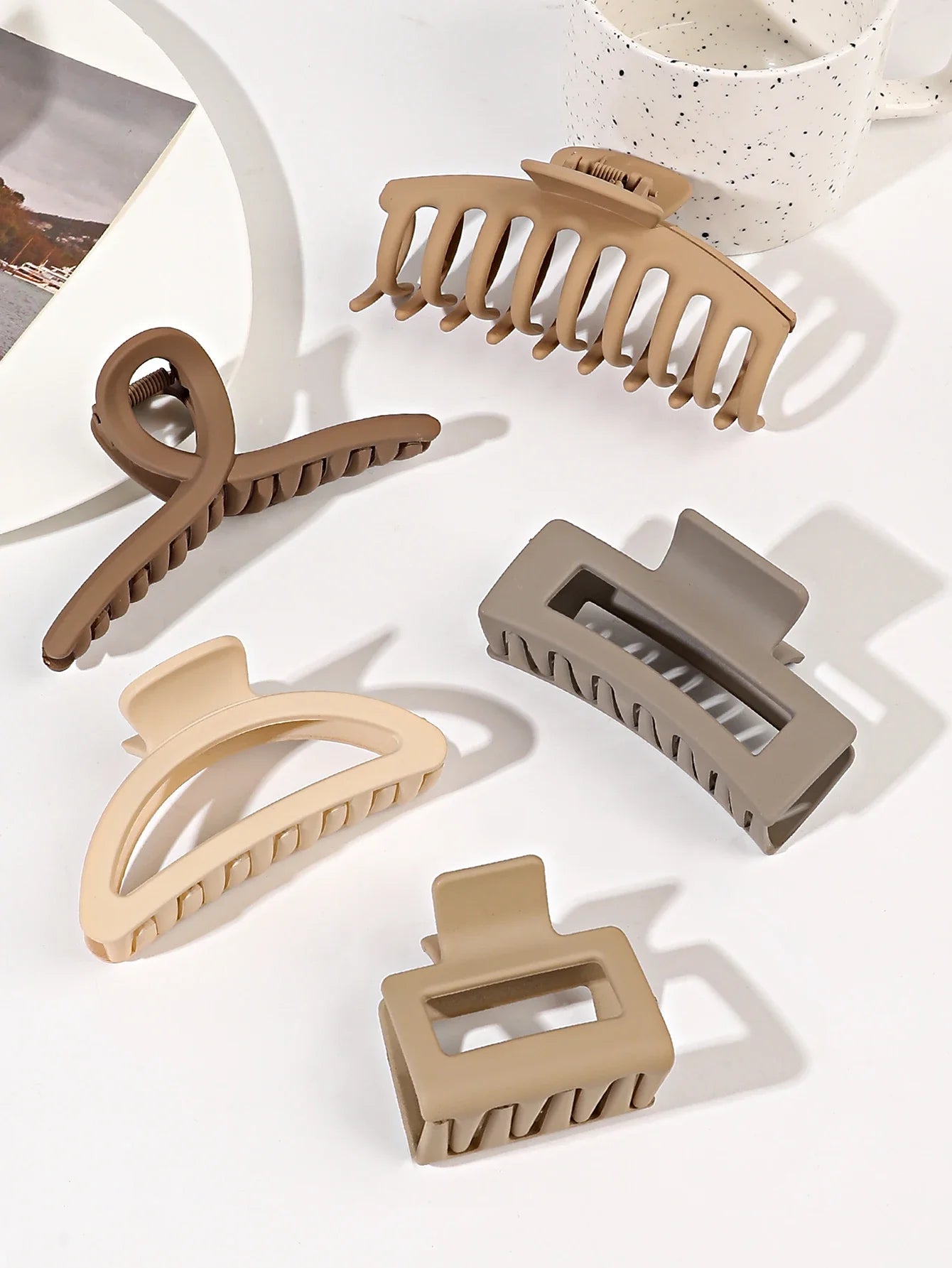 5-Pack Large Matte Hair Claw Clips for All Hair Types