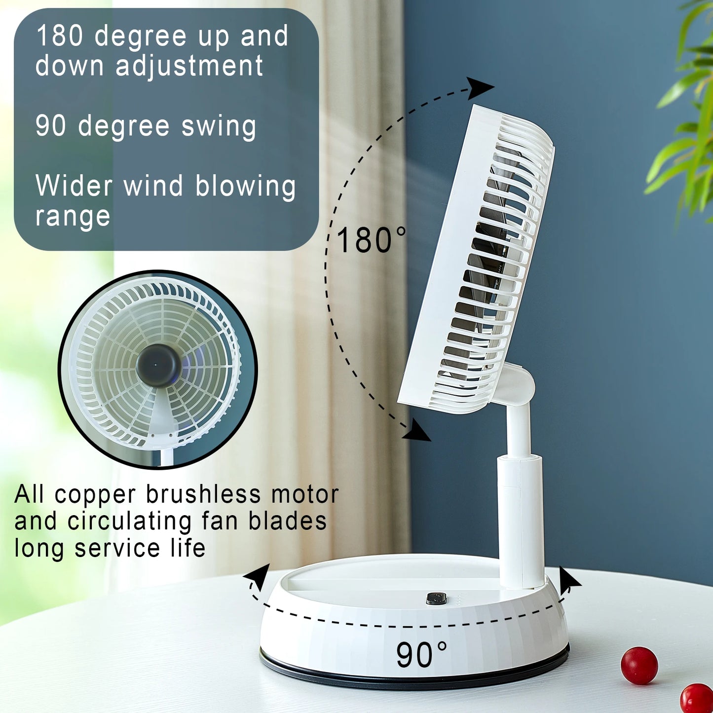 Rechargeable Telescoping Fan with Remote