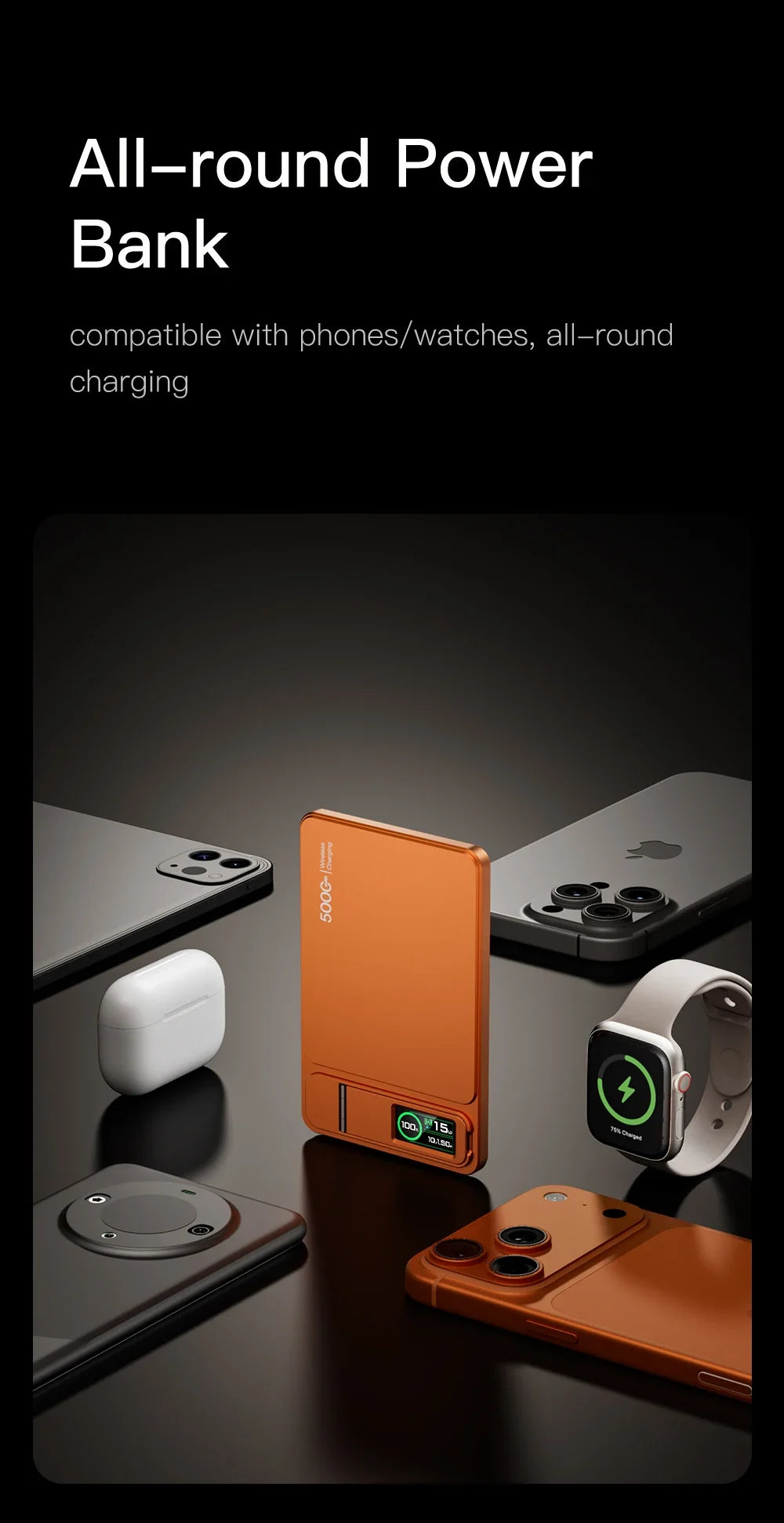 Magnetic Power Bank with Watch Charging