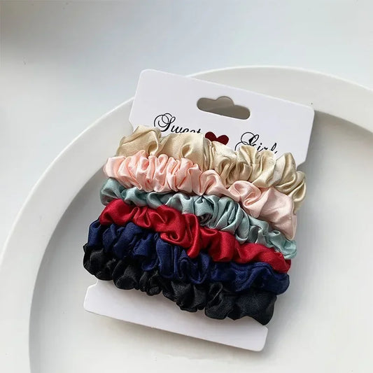 6-Pack Soft Satin Hair Scrunchies for Women & Girls