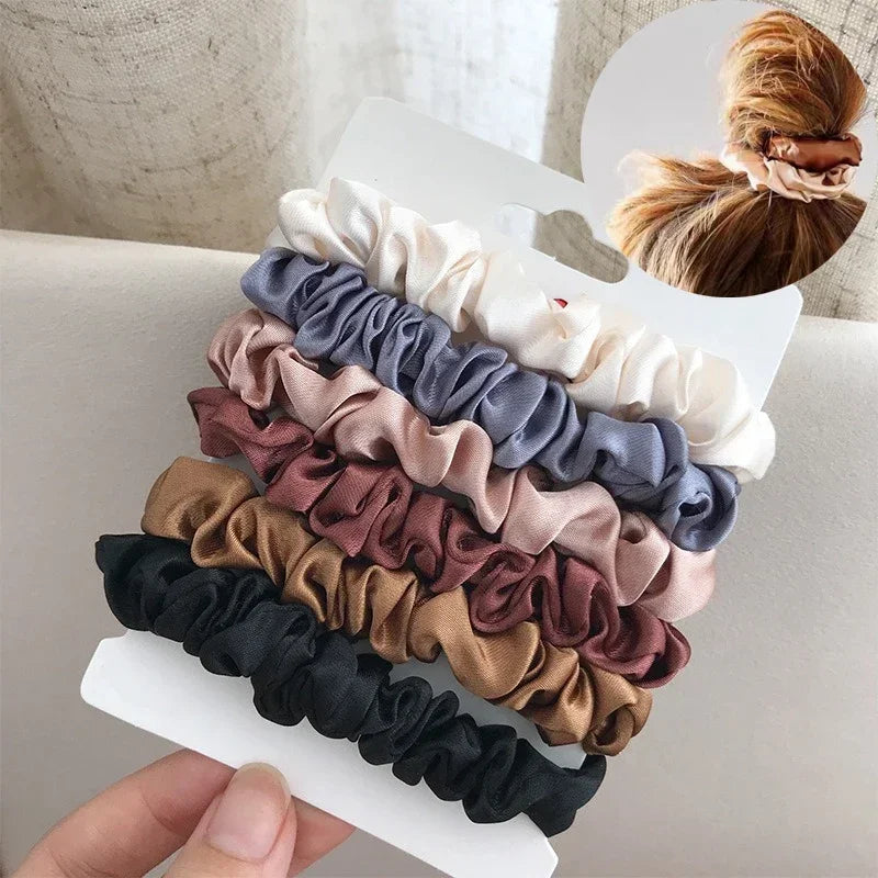 6-Pack Soft Satin Hair Scrunchies for Women & Girls