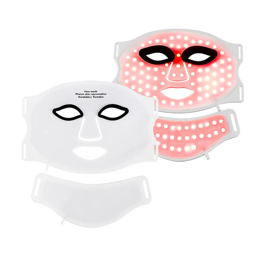 Silicone RED LIGHT Mask - LED - Face Mask With Neck - Infrared Therapy Flexible Facial Mask - Repair Skin