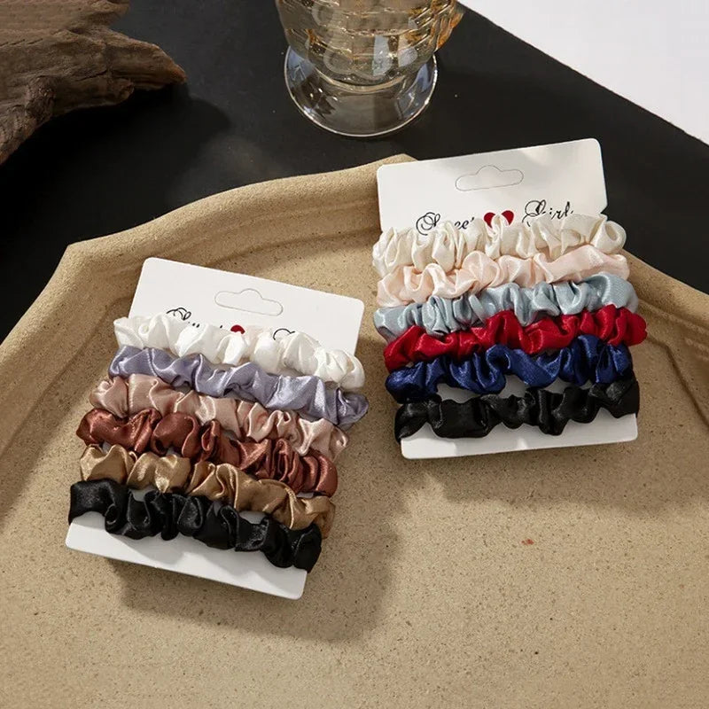 6-Pack Soft Satin Hair Scrunchies for Women & Girls