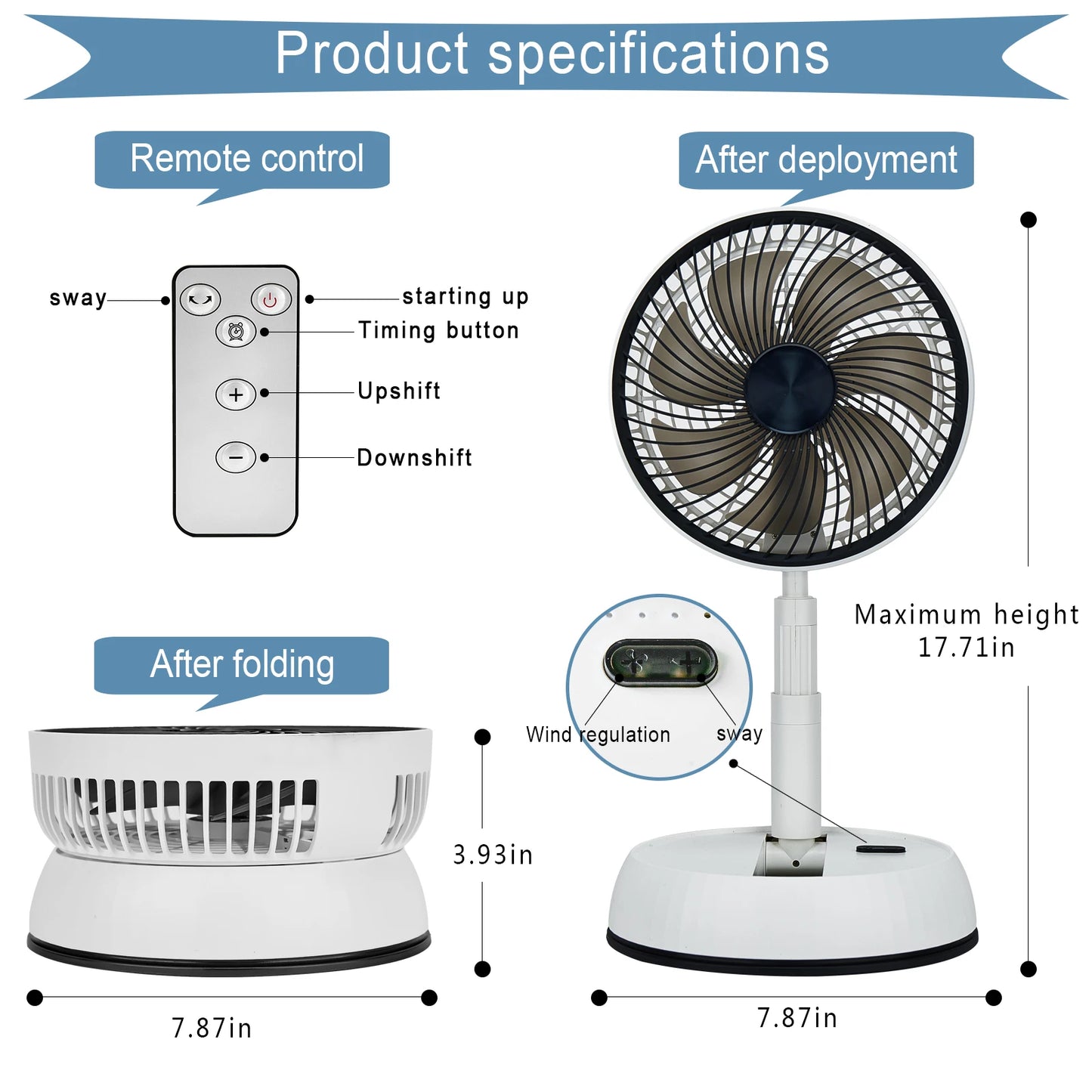 Rechargeable Telescoping Fan with Remote