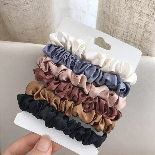 6-Pack Soft Satin Hair Scrunchies for Women & Girls