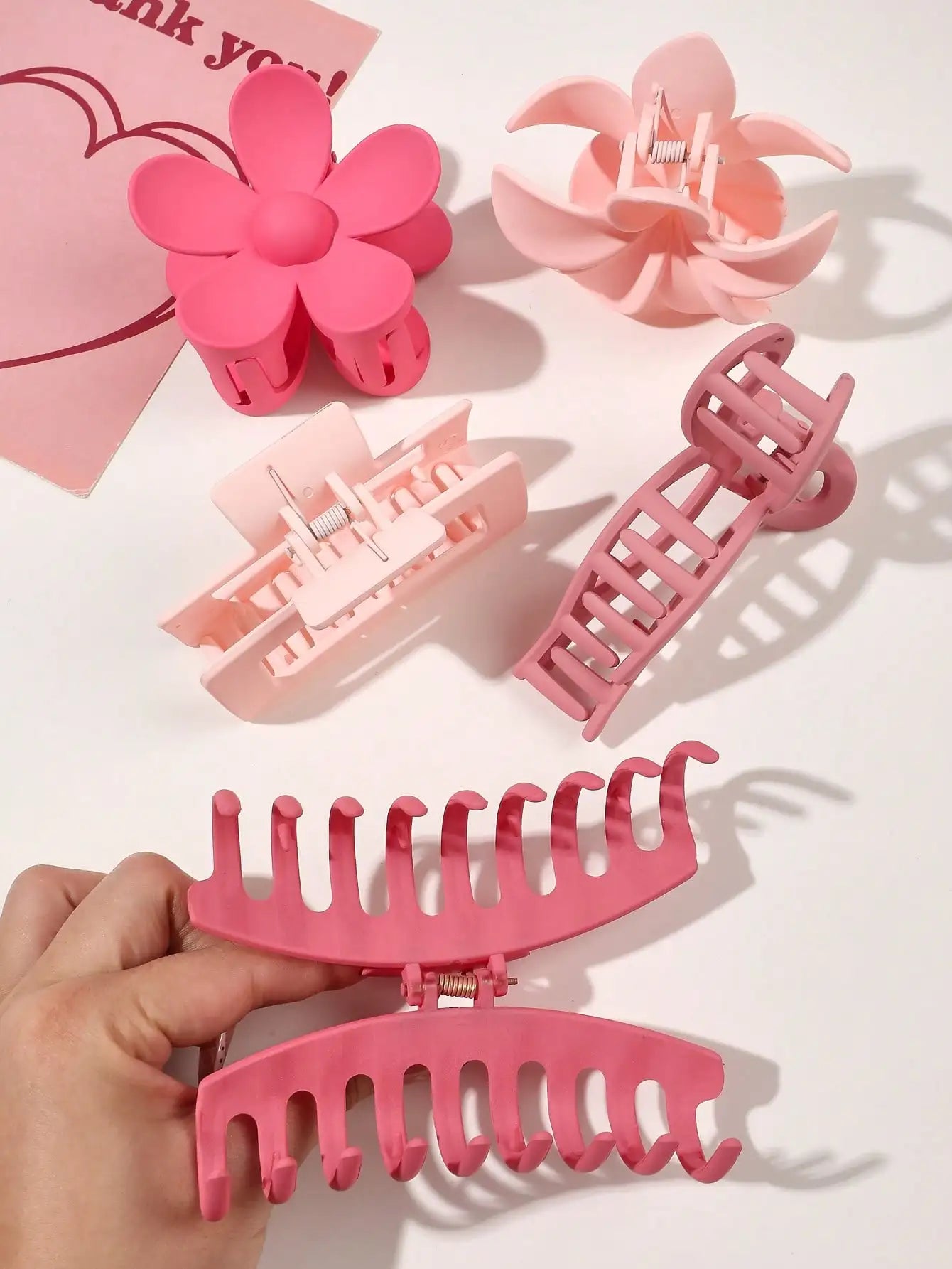 5-Pack Large Matte Hair Claw Clips for All Hair Types