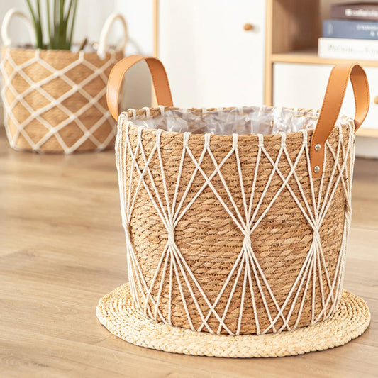 Rattan Storage Basket - Living Room Blanket Storage -  Clothes Hamper