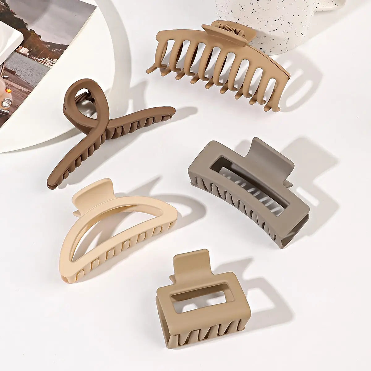 5-Pack Large Matte Hair Claw Clips for All Hair Types