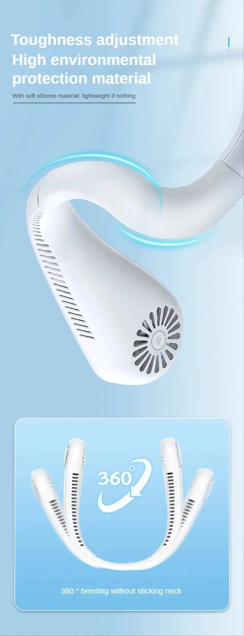 Rechargeable Wearable Neck Fan