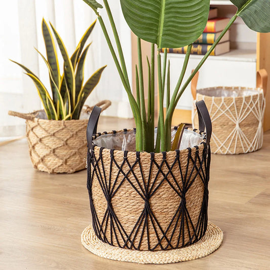 Rattan Storage Basket - Living Room Blanket Storage -  Clothes Hamper