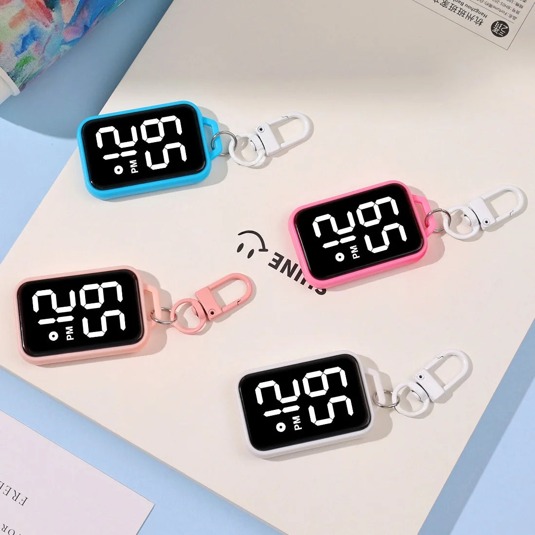 Mini LED Digital Keychain Clock